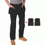 PANTALON DE TRAVAIL URBAN + PROTÈGE-GENOUX PORTWEST 46 NOIR