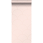 PAPIER PEINT ART DÉCO - 0,53 X 10,05 M DE ESTAHOME ROSE CLAIR ET OR ROSE