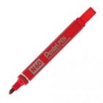 PENTEL MARQUEUR PERMANENT POINTE BISEAU CORPS MÉTAL ENCRE ROUGE INDÉLÉBILE N60