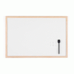 TABLEAU BLANC BASIC DE BI-OFFICE, SURFACE MAGNÉTIQUE, CADRE EN BOIS NATUREL, 60 X 40 CM