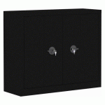 ARMOIRE MÉTAL PORTES PLIANTES MONOBLOC ELHIT H 100 X L 120 X P 43 CM NOIR
