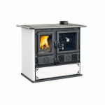CUISINIÈRE À BOIS EN FONTE - 8,8 KW - BLANC POINTILLÉ - ROSA 5.0 STEEL LA NORDICA EXTRAFLAME