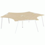 PACK 3 POSTES SYMÉTRIQUES 120 GARY PIED BLANC PLATEAU CHÊNE CLAIR - MBA