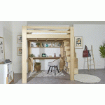 PACK LIT MEZZANINE AVEC ESCALIER PALOMAR XL + MATELAS  BOIS NATUREL 160X200 CM/OPT:MATELAS HAVEL HD 140X200 CM