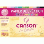 PAPIER DE CREATION CANSON -  21 X 29,7 CM - 150G - ASSORTIMENT DE COULEURS VIVES - POCHETTE DE 12 FEUILLES - LOT DE 10