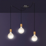 EMIBIG LIGHTING SUSPENSION SPARK 3 À 3 LAMPES, NOIRE-CUIVRÉE