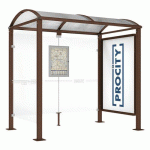ABRI BUS VOÛTE 2.50 M VITRINE 1 BARDAGE LATÉRAL MARRON 8017 - PROCITY