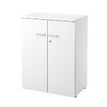 MEUBLE MI-HAUTEUR NF ENVIRONNEMENT AVEC PORTES - H.104 X L. 80 X P. 48 CM - BLANC - PORTES BLANC