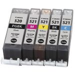 CARTOUCHE D'ENCRE PGI520 BK C47 (CLI521) - PACK DE 5 - COULEUR: NOIR, CYAN, JAUNE, MAGENTA (LOT DE 5 CARTOUCHES)