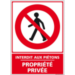 SIGNALETIQUE.BIZ FRANCE - PANNEAU INTERDIT AUX PIÉTONS PROPRIÉTÉ PRIVÉE - PLASTIQUE PVC 1,5 MM - 450 X 630 MM - PLASTIQUE PVC 1,5 MM