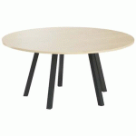 TABLE RÉUNION EVAN Ø 160 CM PIED NOIR PLATEAU CHÊNE CLAIR - MBA