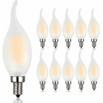 JALLERIA - AMPOULE LED E14 À FILAMENT DIMMABLE, LOT DE 10 AMPOULES FLAMME, 4 WATTS CONSOMMÉS EQUIVALENCE INCANDESCENCE 40W, 2700K BLANC CHAUD ET