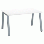 BUREAU DROIT ECLA BLANC L 140 X P 80 CM PIÈTEMENT MÉTAL FINITION ALUMINIUM