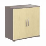 MEUBLE BAS ACTIVITY 2 AVEC PORTES - H. 73 X L. 80 X P. 45 CM - CORPS ANTHRACITE - COLORIS DES PORTES : HÊTRE.