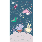 POSTER INTISSÉ - PEPPA PIG AVEC SA FAMILLE DANS L'ESPACE - 150 X 270 CM