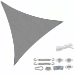 SEKEY - VOILE D'OMBRAGE HDPE PERMÉABLE 3.6×3.6×3.6M AVEC KIT DE MONTAGE, GRIS CLAIR