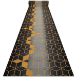 TAPIS DE COULOIR ANTIDÉRAPANT 100 CM HEKSAGON HEXAGONE NOIR / OR BLACK 100X630 CM