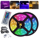 VINGO - 1M RUBAN LED, BANDE LED RGB 5050 SMD, BANDE LED 60 LED, LED NON ÉTANCHE (IP20), AVEC TÉLÉCOMMANDE 44 BOUTONS - RGB