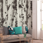 ARTGEIST - PAPIER PEINT STATELY BIRCHES FIRST VARIANT - 400 X 280 CM - GRIS ET BEIGE