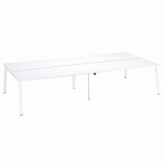 PÔLE DE 4 BUREAUX ECLA BLANC L 180 X P 80 CM PIÈTEMENT MÉTAL BLANC