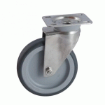 ROULETTE PIVOTANTE SANTO GRIS - 125 MM - 100 KG - ALÉSAGE LISSE AVL