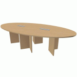 TABLE OVALE PIEDS CROIX 280 X 140 CM + 2 BOÎTIERS ÉLECTRIQUES HÊTRE - MANUTAN EXPERT