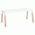 BUREAU DROIT ECLA BLANC L 180 X P 80 CM PIÈTEMENT MÉTAL ET BOIS FINITION BLANC