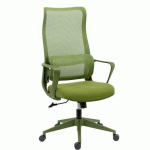 CHAISE DE BUREAU LINO VERT - TISSU ET MAILLE - AVEC ACCOUDOIRS, APPUI-TÊTE ET SOUTIEN LOMBAIRE - MÉCANISME BASCULANT CENTRÉ - PIED NYLON