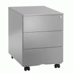 PACK 1 ACHETÉ = 1 OFFERT CAISSON MOBILE MÉTAL BRUNEAU 3 TIROIRS - ALUMINIUM