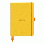 RHODIARAMA GOALBOOK REMBORDÉ RIGIDE A5 240 PAGES DOT PAPIER BLANC 90G - JONQUILLE