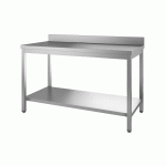 TABLE DE TRAVAIL ECO EN INOX ADOSSÉE AVEC ÉTAGÈRE BASSE 20 X 6