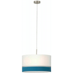 LA LAMPE SUSPENDUE ACIER NICKEL-MATT / TEXTILE BLANC, ARGENT, BLEU E27 1X60W H: 110CM Ø45 CM DIMMABLE