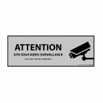 PANNEAU D'INFORMATION - ATTENTION SITE SOUS VIDÉO-SURVEILLANCE - AVEC DÉCRET  - 210 X 75 MM - PVC - GRIS - LOT DE 2