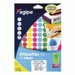 PASTILLE ADHÉSIVE Ø 15 MM AGIPA 11996 COULEURS ASSORTIES - BOÎTE DE 672