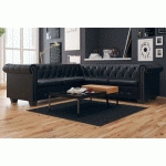 CANAP� D'ANGLE CHESTERFIELD 5 PLACES CUIR SYNTH�TIQUE NOIR - VIDAXL
