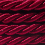 CORDE XL, CÂBLE ÉLECTRIQUE 3X0,75. REVÊTEMENT EN TISSU BORDEAUX FONCÉ BRILLANT. DIAMÈTRE 16MM.