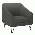 FAUTEUIL EVAZION, 1 PLACE, PIEDS MÉTAL, TISSU GRIS