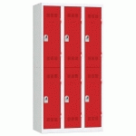 VESTIAIRE 3 COLONNES 300MM 2 CASES MORAILLON ROUGE - VINCO