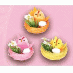 DÉCORATION GÂTEAUX PÂQUES PANIER POUSSINS ET FLEURS