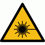 LOT DE 3 - SIGNALÉTIQUE DE DANGER - RAYONNEMENT LASER - W004 - ISO 7010 VINYLE SOUPLE AUTOCOLLANT 200 MM