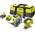 RYOBI - PACK 2 OUTILS: SCIE CIRCULAIRE 18 V ONE+ (R18CS-0) - SCIE SAUTEUSE PENDULAIRE 18 V ONE+ (R18JS-0) - UNE BATTERIE 2,5 AH - CHARGEUR - GRAND
