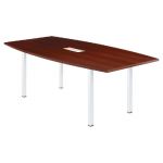 TABLE TONNEAU AVEC ÉLECTRIFICATION ACTUAL L. 200 X 100 CM - PLATEAU WENGÉ - 4 PIEDS CARRÉS BLANC