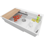 VIER CUSINE EN GRANIT 78X53 CM LAVABO CUISINE 1 BAC + KIT DE VIDAGE, ÉVIER AU MEUBLE 80 CM, ÉVIER À ENCASTRER DE PRIMAGRAN BLANC - WHITE