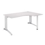 BUREAU COMPACT RETOUR À GAUCHE BIOSPACE 2 - L. 160 X P. 110 CM - PLATEAU 'BLANC' - PIEDS L 'BLANC' - EMBASES : 'BLANCHES'.