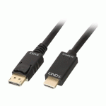 LINDY CÂBLE ADAPTATEUR DISPLAYPORT VERS HDMI 4K30HZ DE 1M