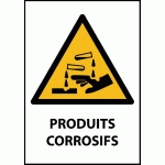 PANNEAU ISO EN 7010 - PRODUITS CORROSIFS - W023  - 297 X 420 MM (A3) - PVC DOS ADHÉSIF