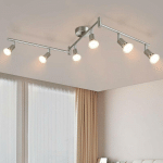 LED PLAFONNIER 6 SPOTS, SPOT DE PLAFOND ORIENTABLES LUMINAIRE PLAFONNIER ARGENT APPLIQUE MODERNE ECLAIRAGE INTÉRIEUR DOUILLE GU10 POUR SA - ZMH