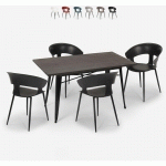 AHD AMAZING HOME DESIGN - ENSEMBLE TABLE À MANGER 120X60CM 4 CHAISES DESIGN MODERNE CUISINE TECLA COULEUR: NOIR