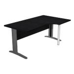 BUREAU COMPACT PRONTO MÉTAL - RETOUR À DROITE L.160 X P.100 CM - PLATEAU NOIR - PIEDS L ANTHRACITE