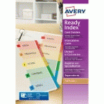 INTERCALAIRES IMPRIMABLES AVERY READY INDEX MAXI A4+ EN CARTE - 12 DIVISIONS - TOUCHES ASSORTIES - JEU 12 FEUILLES